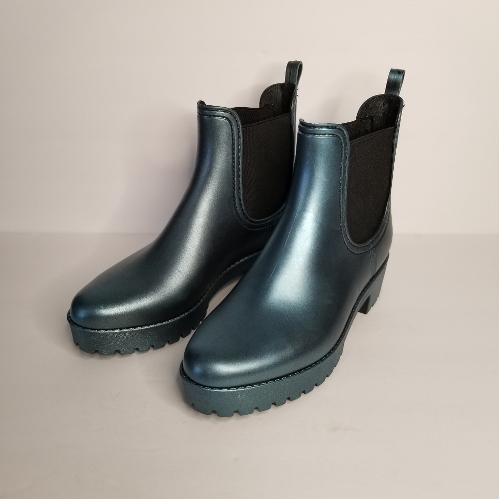 JEFFREY CAMPBELL BLUE  METALLIC RAIN BOOTS - Picture 6 of 7